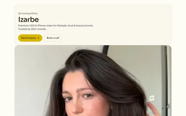 The Bento media kit template, shown with an example creator