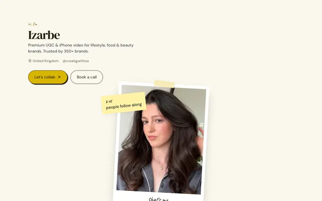 The Scrapbook media kit template, shown with an example creator